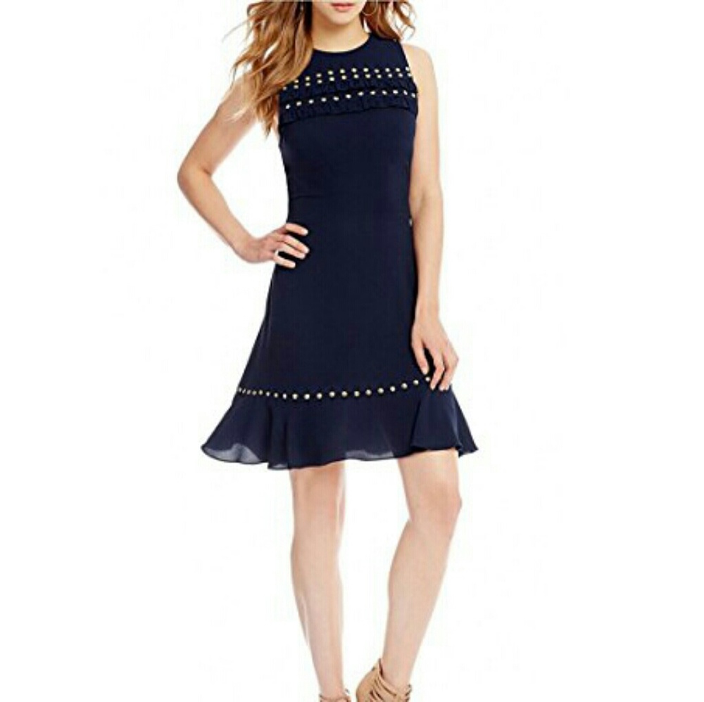 Michael Kors Studded Flounce Trim Dress